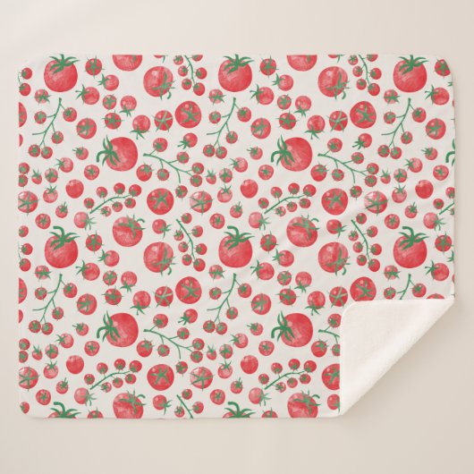 Couverture Sherpa Tomato Watercolor Pattern (Devant (Horizontal))