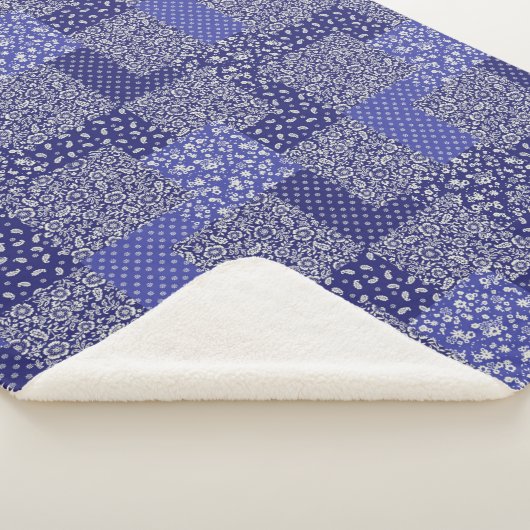 Couverture Sherpa Tons Chintz Motif de Patchwork de Polka bleu point (3/4)