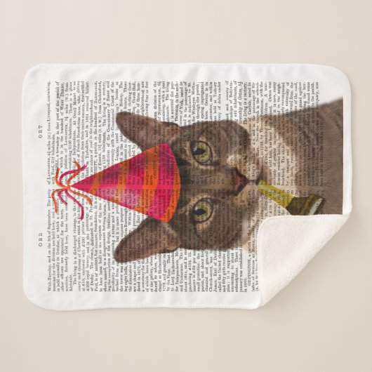 Couverture Sherpa Tortoiseshell Chat avec Casquette du Parti (Devant (Horizontal))