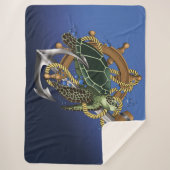 Couverture Sherpa Tortue de mer bleu vert (Devant)