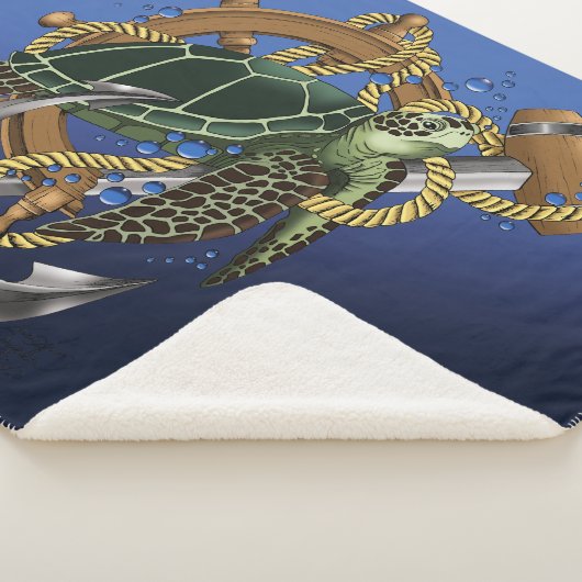 Couverture Sherpa Tortue de mer bleu vert (3/4)