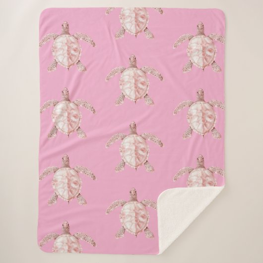 Couverture Sherpa Tortues de mer roses (Devant)