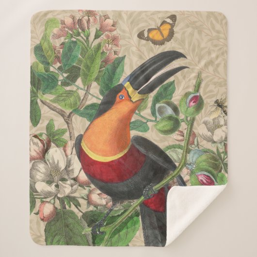 Couverture Sherpa Toucan Jungle Tropical Bird Belle antique (Devant)