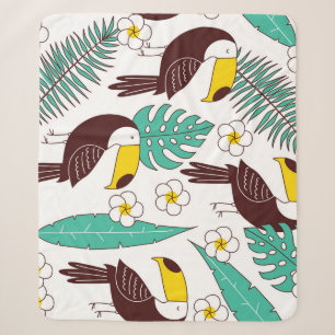 Couverture Sherpa Toucan Orchid Vintage Palm Motif