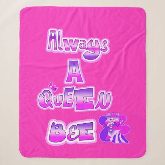 Couverture Sherpa Toujours queen abeille rose chaud (Devant)