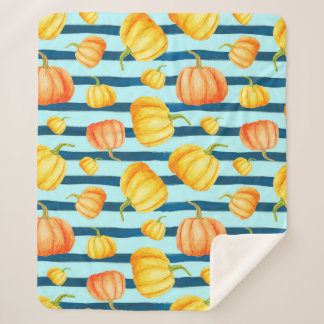 Couverture Sherpa Tour de Citrouille orange. Pat aquarelle transpare