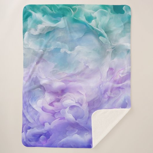 Couverture Sherpa Tourbillon de nuage bleu et violet (Devant)