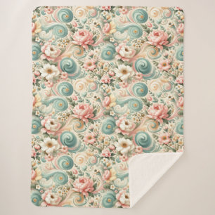 Couverture Sherpa Tourbillons floraux Whimsical en Pastel