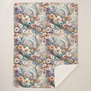 Couverture Sherpa Tourbillons floraux Whimsical en Pastel