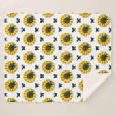 Couverture Sherpa Tournesol et papillon bleu (Devant (Horizontal))