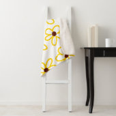 Couverture Sherpa Tournesol marron jaune motif floral moderne boho (En situation)