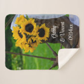 Couverture Sherpa Tournesols Rustiques Boots de Cowboy Mariage Keeps (Devant (Horizontal))