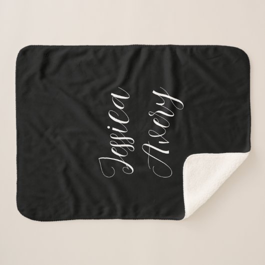 Couverture Sherpa Tout nom | Élégant script blanc modifiable sur noi (Devant (Horizontal))