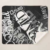 Couverture Sherpa Tout nom Personnalisable Créatif Noir & Blanc (Devant (Horizontal))