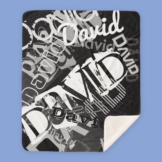 Couverture Sherpa Tout nom Personnalisable Créatif Noir & Blanc