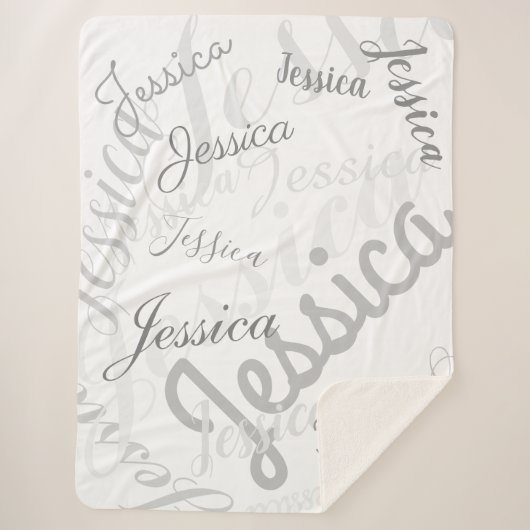 Couverture Sherpa Tout nom Personnalisable Creative Grey & White (Devant)