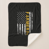 Couverture Sherpa Tracteur American USA Drapeau Funny Farmer Rancher (Devant)