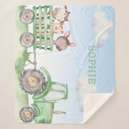couverture sherpa tracteur vert (Devant)