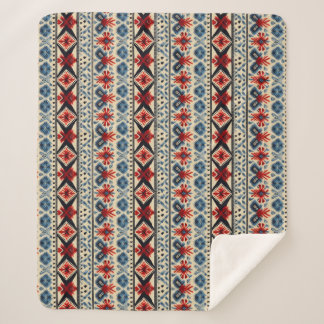 Couverture Sherpa Traditional Folk Embroidery Stripe  Pattern
