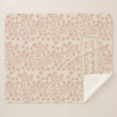 Couverture Sherpa Trailing Nom floral Date de naissance Bébé rose (Devant (Horizontal))