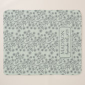 Couverture Sherpa Trailing Nom Floral Date de naissance Bébé vert (Devant (Horizontal))