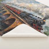 Couverture Sherpa Train à vapeur sur un pont - Peinture à l'huile (3/4)