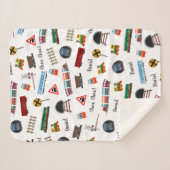 Couverture Sherpa Train Motif Petit Garçon Prénom Choo Choo Enfants (Devant (Horizontal))