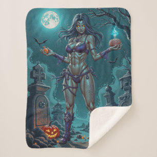Couverture Sherpa Traite d'Halloween ou ami Zombie w Cerveau