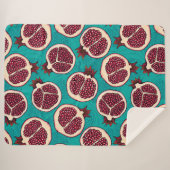 Couverture Sherpa Tranches de grenade sur turquoise (Devant (Horizontal))