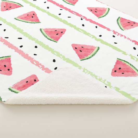 Couverture Sherpa Tranches de pastèque : Aquarelle rayée sans fil (3/4)