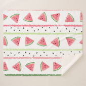 Couverture Sherpa Tranches de pastèque : Aquarelle rayée sans fil (Devant (Horizontal))