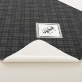 Couverture Sherpa Trendy noir blanc tartan Personnaliser Monogramme (3/4)