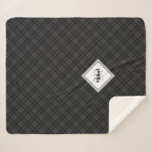 Couverture Sherpa Trendy noir blanc tartan Personnaliser Monogramme (Devant (Horizontal))