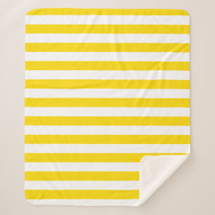 Couverture Sherpa Trendy Yellow White Stripes Modèle personnalisé Mo
