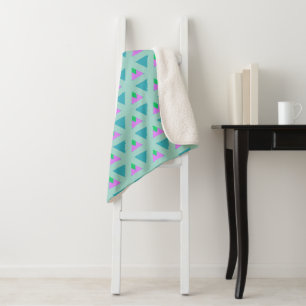 Couverture Sherpa Triangle géométrique Motif Turquoise violet