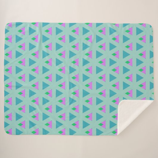 Couverture Sherpa Triangle géométrique Motif Turquoise violet (Devant (Horizontal))
