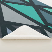 Couverture Sherpa Triangles d'art géométrique rétro Turquoise noir (3/4)