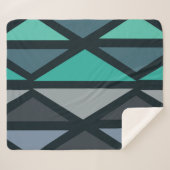 Couverture Sherpa Triangles d'art géométrique rétro Turquoise noir (Devant (Horizontal))