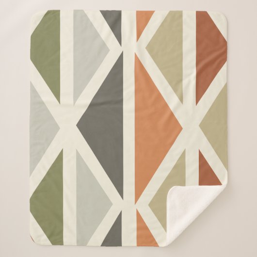 Couverture Sherpa Triangles d'art géométrique rétro Vert Orange (Devant)