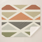 Couverture Sherpa Triangles d'art géométrique rétro Vert Orange (Devant (Horizontal))