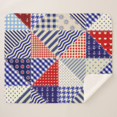 Couverture Sherpa Triangles De Patchwork Rétro Style Nautique (Devant (Horizontal))