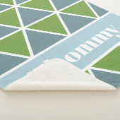 Couverture Sherpa Triangles en vert et bleu avec nom (3/4)