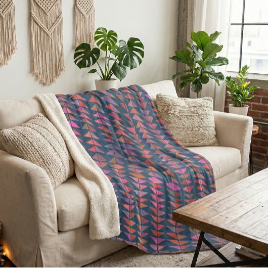 Couverture Sherpa Triangles géométriques Abstraits en bleu
