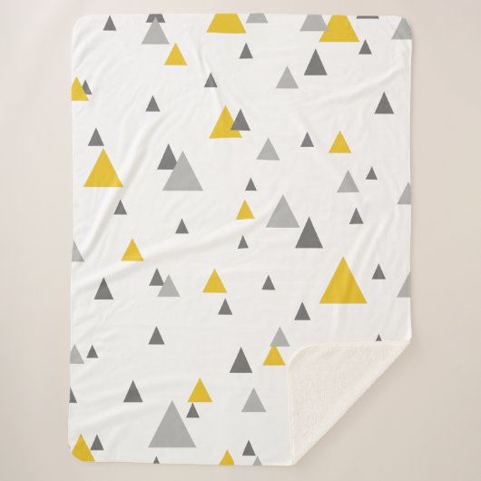 Couverture Sherpa Triangles jaunes et gris Motif géométrique (Devant)