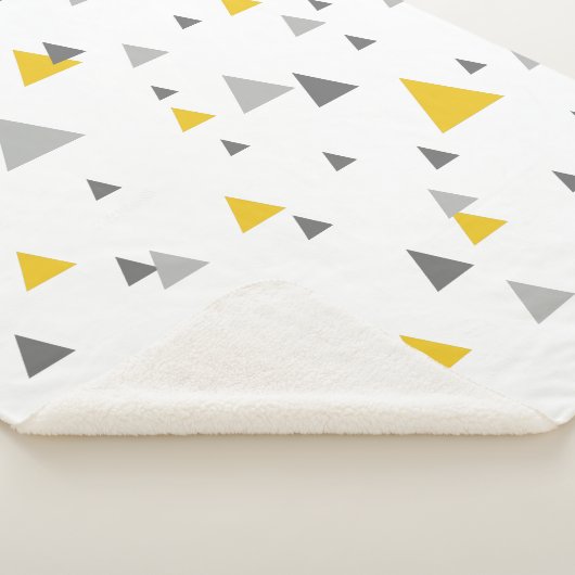 Couverture Sherpa Triangles jaunes et gris Motif géométrique (3/4)