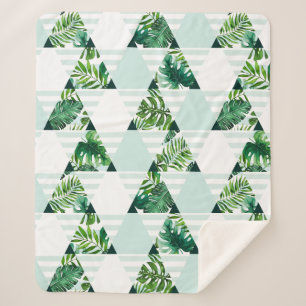 Couverture Sherpa Triangles tropicaux verts de menthe moderne géomét