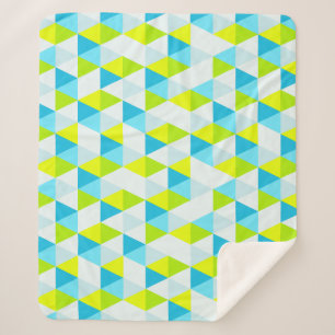 Couverture Sherpa Triangles vert et bleu géométrique Motif moderne