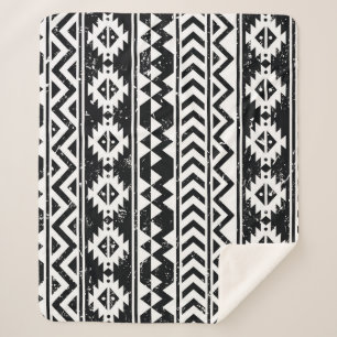 Couverture Sherpa Tribu aztèque : motif blanc grinçant.