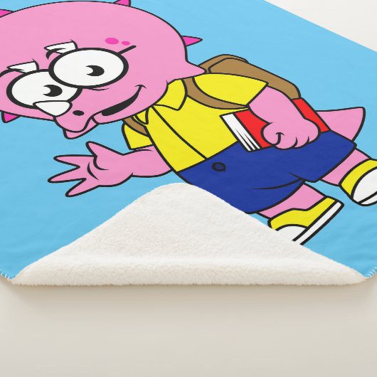 Couverture Sherpa Tricératops Nerd Avec Sac À Dos Et Manuel. (3/4)