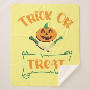 Couverture Sherpa Trick or treat os de crâne visage de citrouille d'
